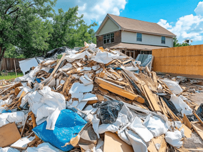 Pile of residential waste and debris needing to be hauled away